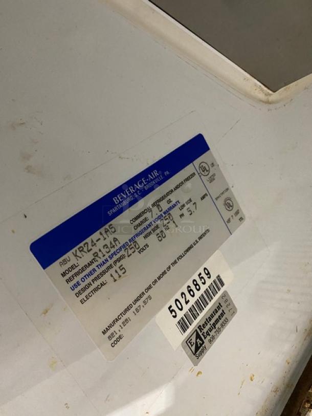 Beverage-Air Commercial Stainless Steel Solid Single Door Reach In Refrigerator! With Poly Coated Wire Racks! Model: KR24-1AS SN: 5026859! 115V 1 Phase! On Casters! - Image 7 of 9