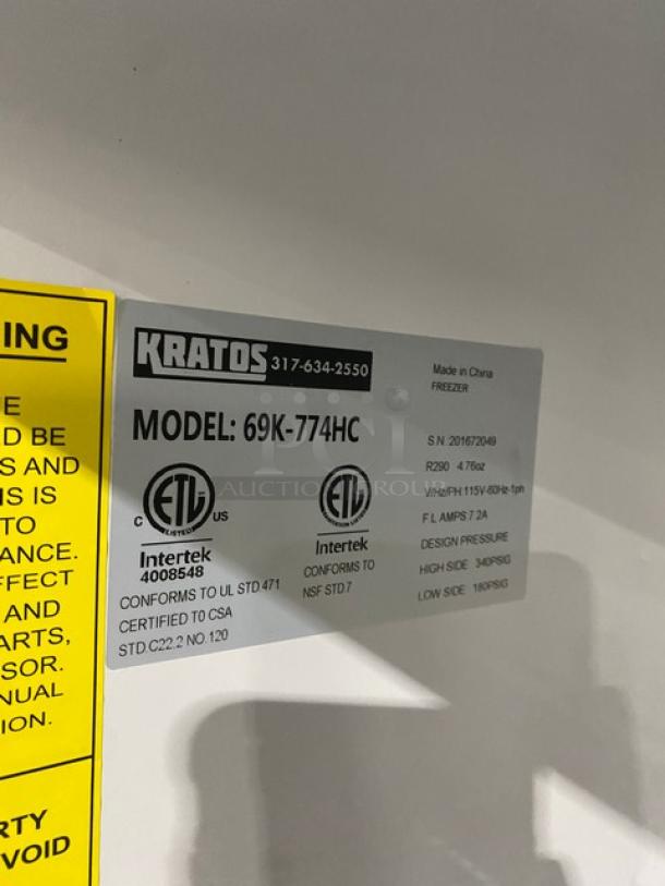 Kratos Commercial Stainless Steel Solid 2 Door Reach In Freezer! With Poly Coated Wire Racks! Model: 69K-774HC SN: 201672049! 115V 1 Phase! On Casters! - Image 8 of 9