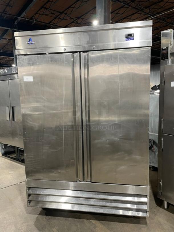 ColdTech Commercial Stainless Steel Solid 2 Door Reach In Refrigerator! Model: CFD-2R! 115V 1 Phase! On Casters! - Image 1 of 9