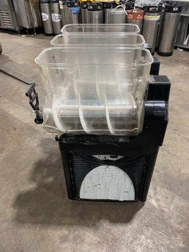 Cofrimell Commercial Stainless Steel Electric Powered Countertop Triple Slushy/Frozen Beverage Dispenser Machine! With 3 Hoppers! - Image 2 of 8