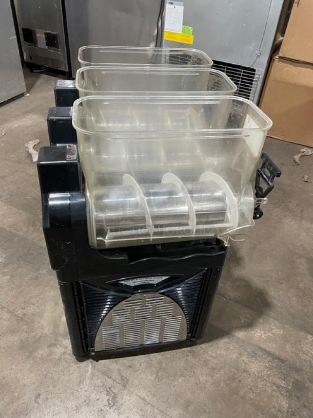 Cofrimell Commercial Stainless Steel Electric Powered Countertop Triple Slushy/Frozen Beverage Dispenser Machine! With 3 Hoppers! - Image 4 of 8