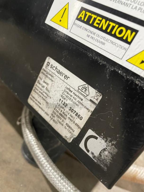 Schaerer Coffee Art Plus Series Commercial Electric Powered Countertop Super Automatic Coffee/Espresso Machine! With Bean Hoppers! Model: SCA-1 SN: 1132 307860! 200-220V 2 Phase! On Legs! - Image 5 of 9