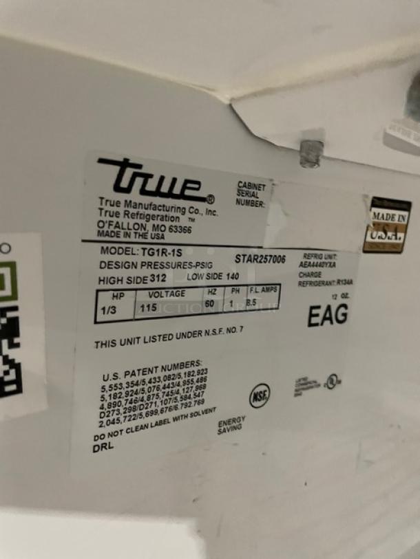 True Commercial Stainless Steel Solid Single Door Reach In Refrigerator! With Truetemp Energy Saver! With Poly Coated Wire Racks! Model: TG1R-1S SN: STAR257006! 115V 1 Phase! - Image 7 of 10