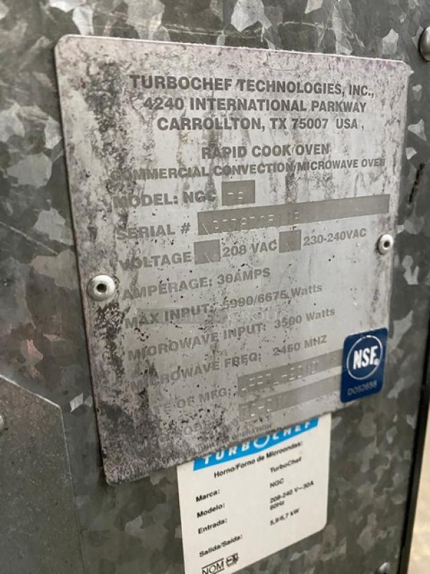 TurboChef Tornado Series Commercial Stainless Steel Electric Powered Countertop Rapid Cook Turbo Oven! With Digital Touch Controls! Model: NGCD6 SN: NGCD6D05118! 208-240V! On Legs! - Image 5 of 8