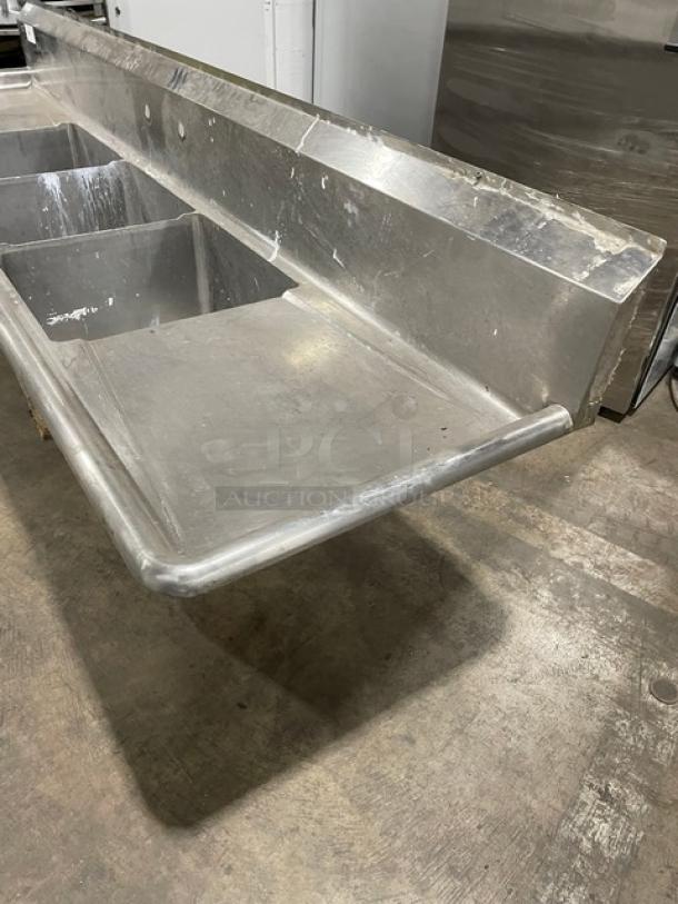 Green World By Turbo Air Commercial Stainless Steel 3 Compartment Sink! With Left & Right Drain Boards! With Back Splash! Model: TSA-3-14-D2! - Image 3 of 8