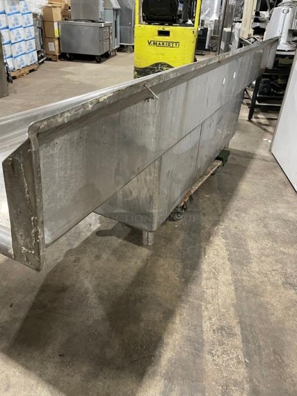 Green World By Turbo Air Commercial Stainless Steel 3 Compartment Sink! With Left & Right Drain Boards! With Back Splash! Model: TSA-3-14-D2! - Image 4 of 8