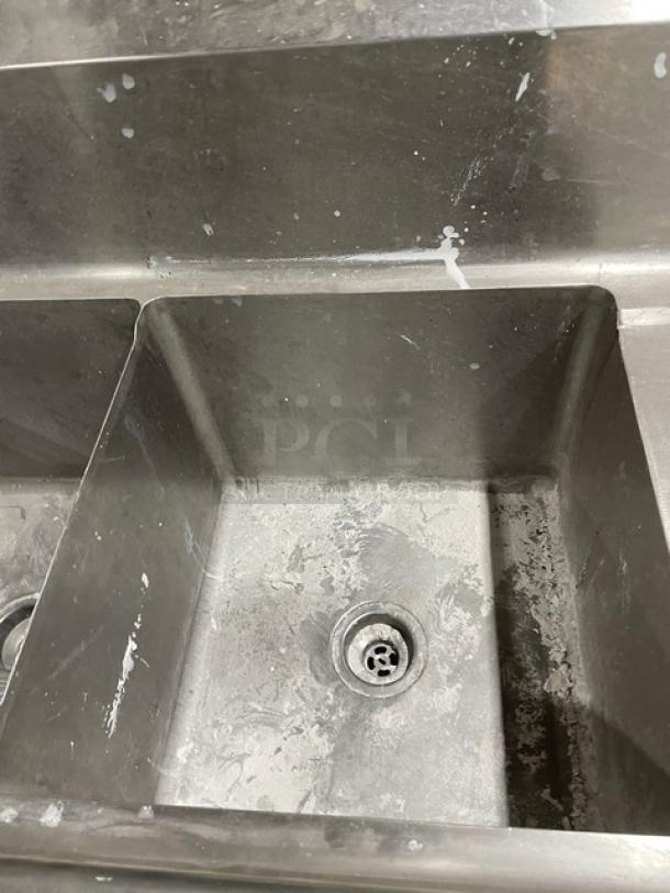 Green World By Turbo Air Commercial Stainless Steel 3 Compartment Sink! With Left & Right Drain Boards! With Back Splash! Model: TSA-3-14-D2! - Image 7 of 8