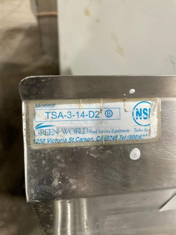 Green World By Turbo Air Commercial Stainless Steel 3 Compartment Sink! With Left & Right Drain Boards! With Back Splash! Model: TSA-3-14-D2! - Image 8 of 8