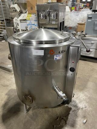 Groen Commercial Stainless Steel Natural Gas Powered Stationary 40 Lb. Steam Kettle! Model: AH/1-40 SN: 49571! 115V 1 Phase! On Legs!