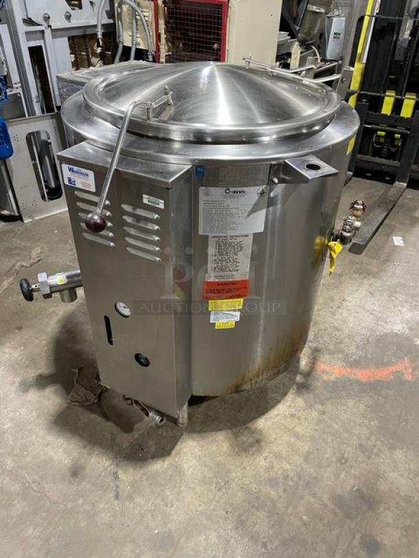 Groen Commercial Stainless Steel Natural Gas Powered Stationary 40 Lb. Steam Kettle! Model: AH/1-40 SN: 49571! 115V 1 Phase! On Legs! - Image 2 of 10