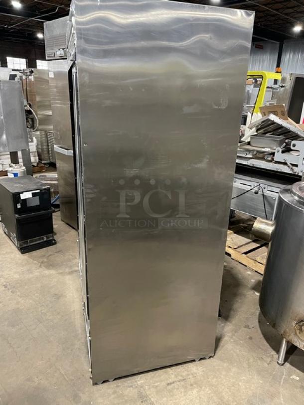 Leader Commercial Stainless Steel Double Glass Sliding Door Reach In Merchandiser Refrigerator! With Poly Coated Wire Racks! Model: ESLS48 S/C SN: NQ03M2502! 115V 1 Phase! - Image 3 of 8