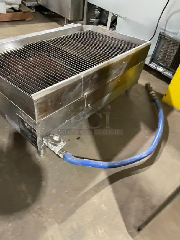 CPG Commercial Stainless Steel Natural Gas Powered Countertop Char Broiler! With Grooved Grates! With Back & Side Splash! Model: CBR36 SN: 1708002288! On Legs! - Image 3 of 9
