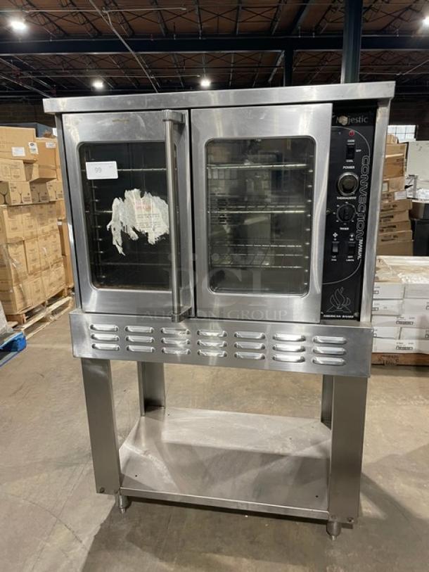 American Range Majestic Series Commercial Stainless Steel Natural Gas Powered Single Stack Convection Oven! With Wired Oven Racks! With Single Undershelf Base! On Legs! - Image 1 of 7