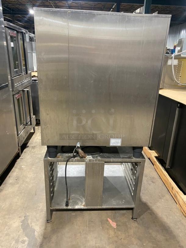 SWEET! Rational CombiMaster Plus Series Commercial Stainless Steel Natural Gas Powered Combi Oven! With Built-In Pan Holding Rack! With Rational R95-CL Replacement Cartridge & Water Connection Hoses! Model: CMP 101G SN: G11MH13102370827! 120V 1 Phase! With Double Section Pan Holding Base! On Legs! - Image 3 of 12