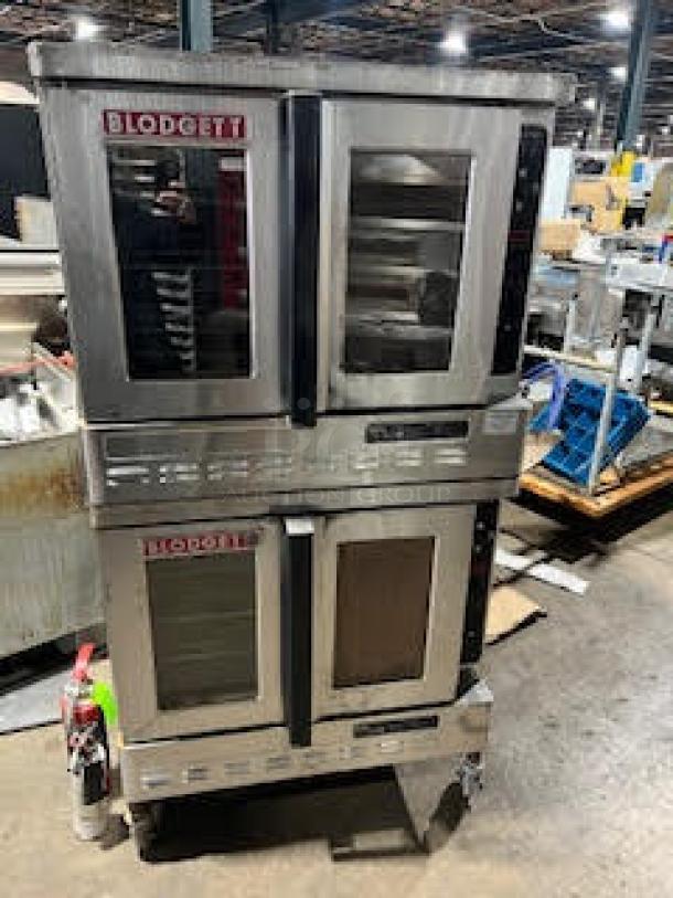 WOW! Blodgett Commercial Stainless Steel Natural Gas Powered Dual Flow Double Stacked Convection Oven! With Wired Oven Racks! On Casters! 2X Your Bid Makes One Unit! - Image 1 of 9