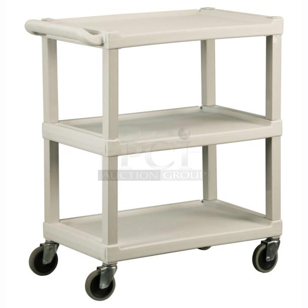 BRAND NEW! IN THE BOX! Lakeside Manufacturing Commercial Polyethylene 3-Tier Heavy-Duty Utility/Bussing Pushcart! With 300 Lb. Capacity! Model: 2000! On Casters! - Image 1 of 1