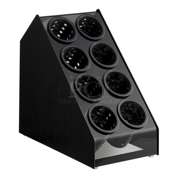 BRAND NEW! IN THE BOX! Vollrath Commercial Black 8-Cylinder Countertop Flatware Organizer Holder/Dispenser! With Removable Perforated Cylinders! Model: CTFWH-8B! - Image 1 of 1