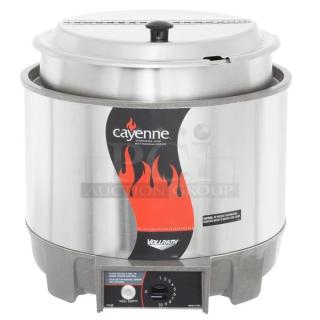BRAND NEW! IN THE BOX! Vollrath Cayenne Series Commercial Stainless Steel Electric Powered Countertop Round 11 Qt. Heat-N-Serve Rethermalizer/Food Warmer! With Thermostatic Control! With Inset & Hinged Cover! Model: 72009! 120V 1 Phase!