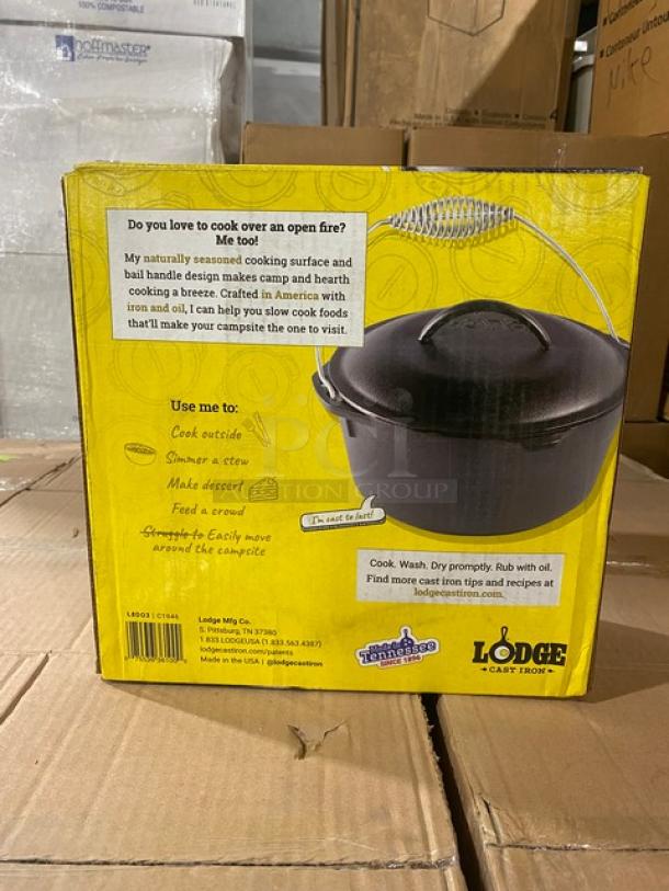 BRAND NEW! IN THE BOX! Lodge Commercial 5 Quart Cast Iron Dutch Oven! With Dome Style Lid & Wired Spiral Bail Handle! Model: L8DO3! 2X Your Bid! - Image 1 of 8