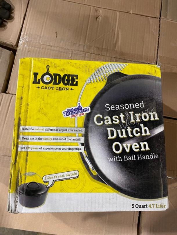 BRAND NEW! IN THE BOX! Lodge Commercial 5 Quart Cast Iron Dutch Oven! With Dome Style Lid & Wired Spiral Bail Handle! Model: L8DO3! 2X Your Bid! - Image 3 of 8