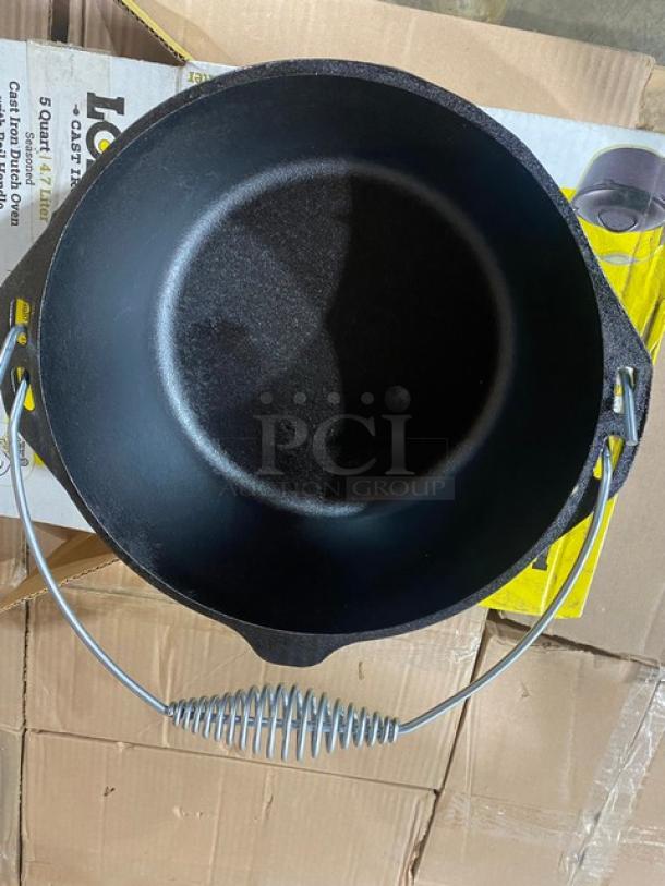 BRAND NEW! IN THE BOX! Lodge Commercial 5 Quart Cast Iron Dutch Oven! With Dome Style Lid & Wired Spiral Bail Handle! Model: L8DO3! 2X Your Bid! - Image 6 of 8
