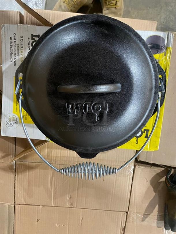 BRAND NEW! IN THE BOX! Lodge Commercial 5 Quart Cast Iron Dutch Oven! With Dome Style Lid & Wired Spiral Bail Handle! Model: L8DO3! 2X Your Bid! - Image 8 of 8