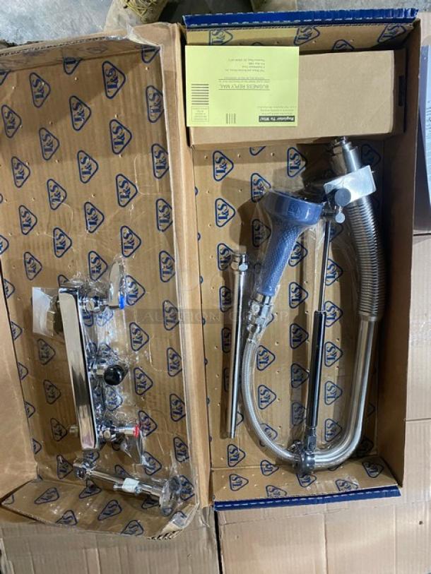 BRAND NEW! IN THE BOX! T&S Brass Commercial 34.12" High Wall Mounted DuraPull Pre-Rinse Faucet! With Spray Valve & 30" Hose! Model: B-5125-CR-B8P! - Image 3 of 6