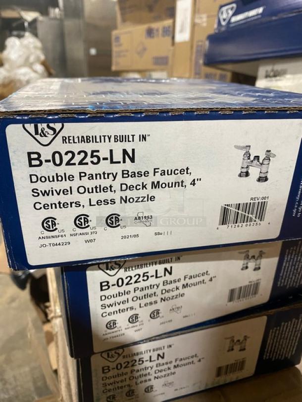 BRAND NEW! IN THE BOX! T & S Brass Commercial Deck Mounted Double Pantry Faucet! With 4" Adjustable Centers! Model: B-0225-LN! - Image 5 of 5