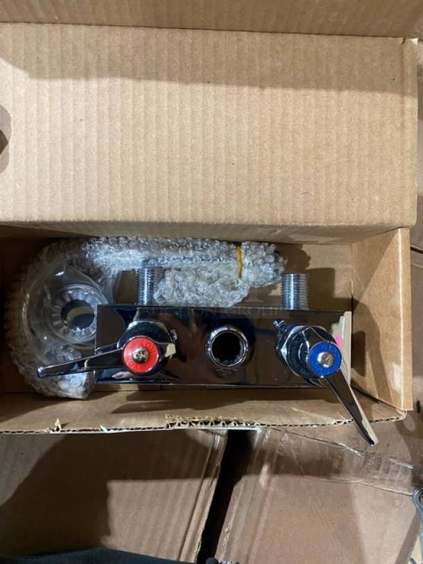 BRAND NEW! IN THE BOX! Encore Commercial Wall Mount Backsplash Faucet! With Gooseneck Spout! Model: KL45-4000! - Image 3 of 6