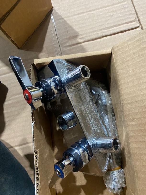 BRAND NEW! IN THE BOX! Encore Commercial Wall Mount Backsplash Faucet! With Gooseneck Spout! Model: KL45-4000! - Image 5 of 6