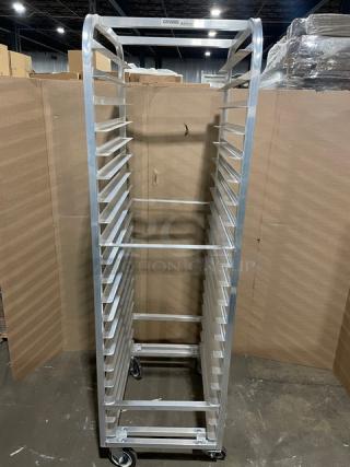 BRAND NEW! Channel Manufacturing Commercial Heavy-Duty Aluminum 20-Pan End Load Sheet/Bun Pan Rack! Model: 401A! On Casters!