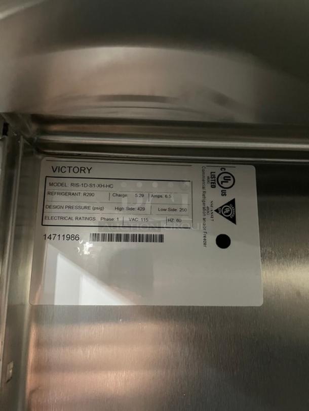BRAND NEW! Victory UltraSpec Series Commercial Stainless Steel Solid Single Door Self-Contained Extra High Roll-In Refrigerator! With LED Lighting! With Stainless Steel Breakers & Ramp! With Touch Point™ Electronic Temperature Control/Indicator! Model: RIS-1D-S1-XH-HC SN: 14711986! 115V 1 Phase! - Image 7 of 12