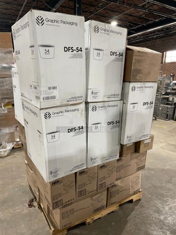 NEW! MIXED PALLET! HFA Commercial 46-Oz. Gourmet-To-Go Smoothwall Oblong Food Containers! With Dome Style Lids! 150/Case! Model: 4219-45-150WDL! With Graphic Packaging Commercial 54-Oz. Short Paper Food Buckets! 450/Case! Model: DFS-54! With Hospitality Brands Uber Bar Tools Series Commercial 50-Ml. Tempered Glass Cocktail Essentials Bitters Bottles! With Stainless Steel Constructed/Copper Accent Top! 6/Case! Model: 46/X-043-C! With Jars USA Jardin De Maguelone Series Commercial Round Soup Plates! Model: JA965013! With Felt+Fat Commercial 3" Diameter Satin Matte Spice Bowls! With Commercial Ceramic Satin 5" x 1-3/4" Dessert Bowls! With Hospitality Brands Vitrified Porcelain 4.5" Umbra Sauce/Dip Dish! Model: HT9066-006! ALL NEW IN THE BOX! 46X Your Bid! - Image 4 of 12
