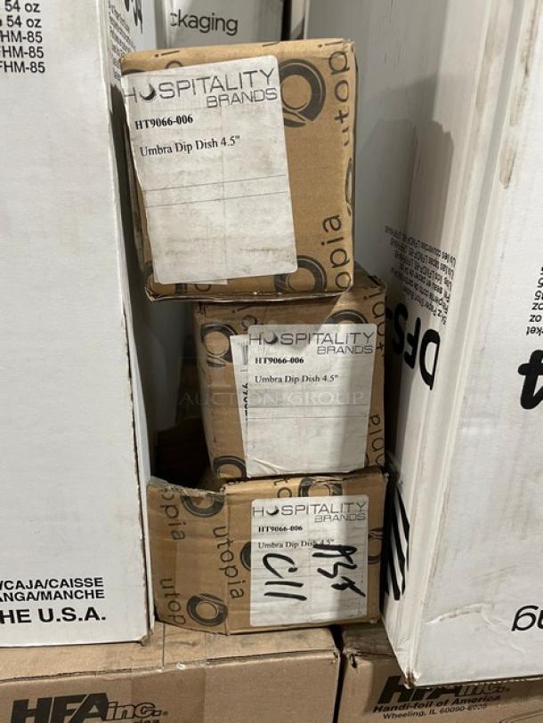 NEW! MIXED PALLET! HFA Commercial 46-Oz. Gourmet-To-Go Smoothwall Oblong Food Containers! With Dome Style Lids! 150/Case! Model: 4219-45-150WDL! With Graphic Packaging Commercial 54-Oz. Short Paper Food Buckets! 450/Case! Model: DFS-54! With Hospitality Brands Uber Bar Tools Series Commercial 50-Ml. Tempered Glass Cocktail Essentials Bitters Bottles! With Stainless Steel Constructed/Copper Accent Top! 6/Case! Model: 46/X-043-C! With Jars USA Jardin De Maguelone Series Commercial Round Soup Plates! Model: JA965013! With Felt+Fat Commercial 3" Diameter Satin Matte Spice Bowls! With Commercial Ceramic Satin 5" x 1-3/4" Dessert Bowls! With Hospitality Brands Vitrified Porcelain 4.5" Umbra Sauce/Dip Dish! Model: HT9066-006! ALL NEW IN THE BOX! 46X Your Bid! - Image 11 of 12