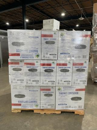 NEW! FULL PALLET! MP Eco-Friendly Commercial Glossy Black Stackable Heavy Duty Microwavable Takeout Food Containers! With Hinged Lid & 3-Compartments! 120/Case! Model: MB-953B! ALL NEW IN THE BOX! 30X Your Bid!