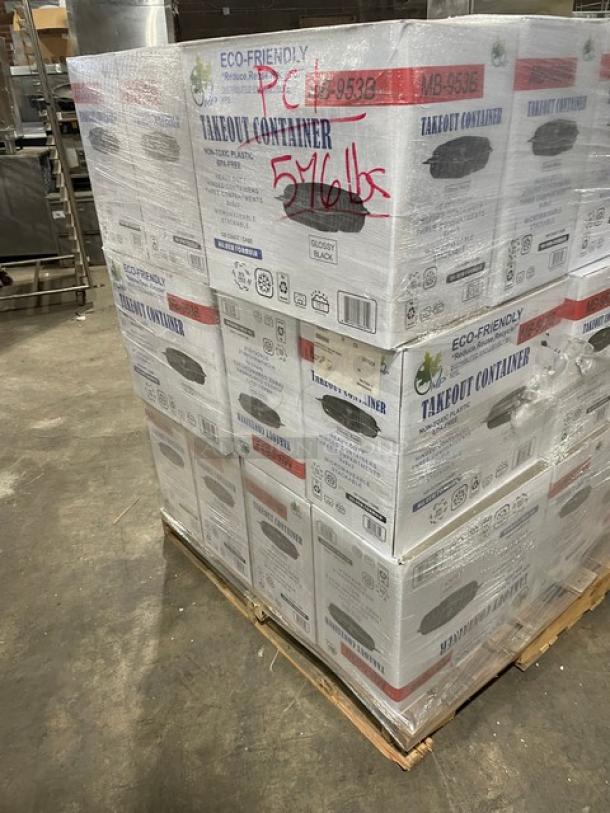 NEW! FULL PALLET! MP Eco-Friendly Commercial Glossy Black Stackable Heavy Duty Microwavable Takeout Food Containers! With Hinged Lid & 3-Compartments! 120/Case! Model: MB-953B! ALL NEW IN THE BOX! 30X Your Bid! - Image 4 of 6