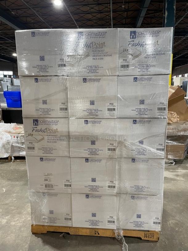 NEW! FULL PALLET! Hoffmaster FashnPoint Series Commercial White & Red Print Ultra-Ply Dishtowels/Dinner Napkins! Model: FP1312! ALL NEW IN THE BOX! 30X Your Bid! - Image 1 of 7