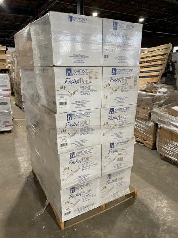 NEW! FULL PALLET! Hoffmaster FashnPoint Series Commercial White & Red Print Ultra-Ply Dishtowels/Dinner Napkins! Model: FP1312! ALL NEW IN THE BOX! 30X Your Bid! - Image 2 of 7