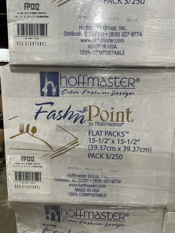 NEW! FULL PALLET! Hoffmaster FashnPoint Series Commercial White & Red Print Ultra-Ply Dishtowels/Dinner Napkins! Model: FP1312! ALL NEW IN THE BOX! 30X Your Bid! - Image 5 of 7