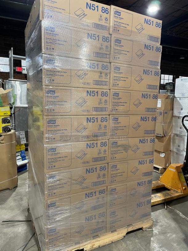 NEW! FULL PALLET! Tork Commercial White 1-Ply Universal 1/8-Fold Dinner Napkins! Model: N51 86! ALL NEW IN THE BOX! 36X Your Bid! - Image 3 of 6