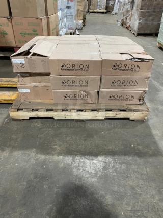 NEW! FULL PALLET! Orion Commercial White Marbled Confetti All-Purpose Glassware! Model: G167-WS! 12/Case! ALL NEW IN THE BOX! 24X Your Bid!