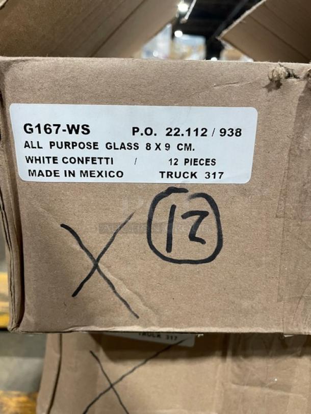 NEW! FULL PALLET! Orion Commercial White Marbled Confetti All-Purpose Glassware! Model: G167-WS! 12/Case! ALL NEW IN THE BOX! 24X Your Bid! - Image 10 of 12