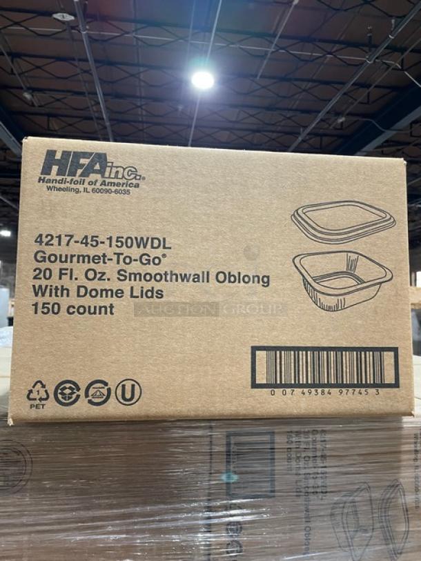 NEW! FULL PALLET! HFA Commercial Aluminum 20 Oz. Smoothwall Gourmet-To-Go Food Containers! With Clear Dome Lids! 150/Case! Model: 4217-45-150WDL! ALL NEW IN THE BOX! 103X Your Bid! - Image 5 of 8