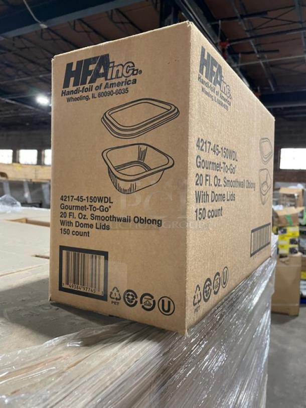 NEW! FULL PALLET! HFA Commercial Aluminum 20 Oz. Smoothwall Gourmet-To-Go Food Containers! With Clear Dome Lids! 150/Case! Model: 4217-45-150WDL! ALL NEW IN THE BOX! 103X Your Bid! - Image 6 of 8