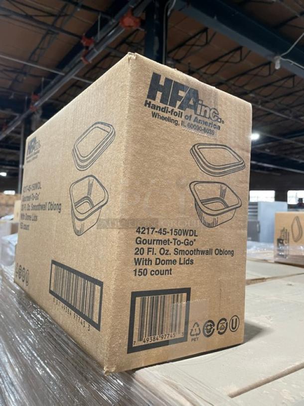 NEW! FULL PALLET! HFA Commercial Aluminum 20 Oz. Smoothwall Gourmet-To-Go Food Containers! With Clear Dome Lids! 150/Case! Model: 4217-45-150WDL! ALL NEW IN THE BOX! 103X Your Bid! - Image 7 of 8