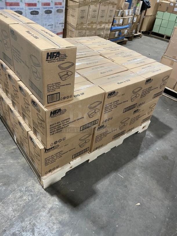 NEW! FULL PALLET! HFA Commercial Aluminum 20 Oz. Smoothwall Gourmet-To-Go Food Containers! With Clear Dome Lids! 150/Case! Model: 4217-45-150WDL! ALL NEW IN THE BOX! 38X Your Bid! - Image 2 of 9