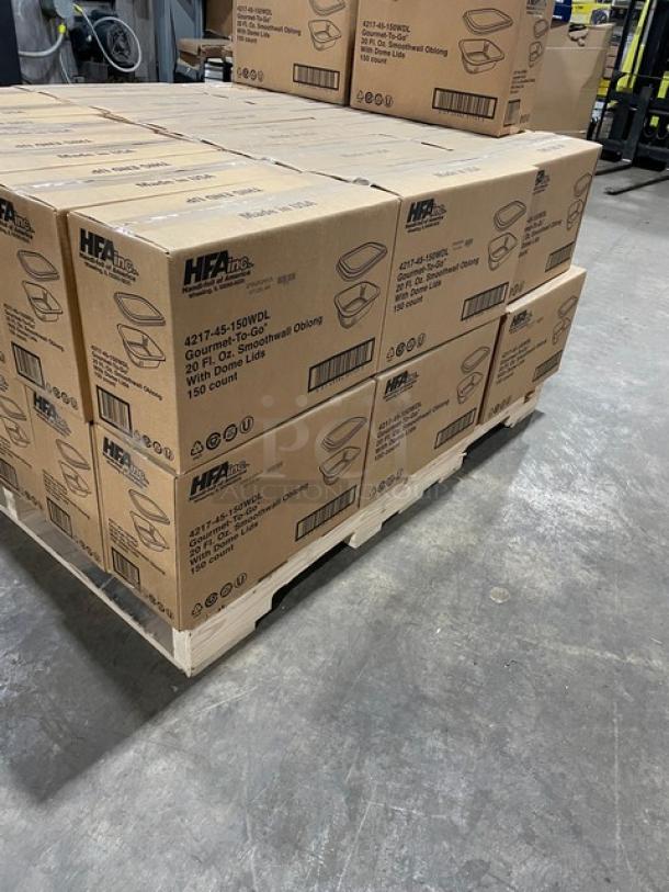 NEW! FULL PALLET! HFA Commercial Aluminum 20 Oz. Smoothwall Gourmet-To-Go Food Containers! With Clear Dome Lids! 150/Case! Model: 4217-45-150WDL! ALL NEW IN THE BOX! 38X Your Bid! - Image 4 of 9