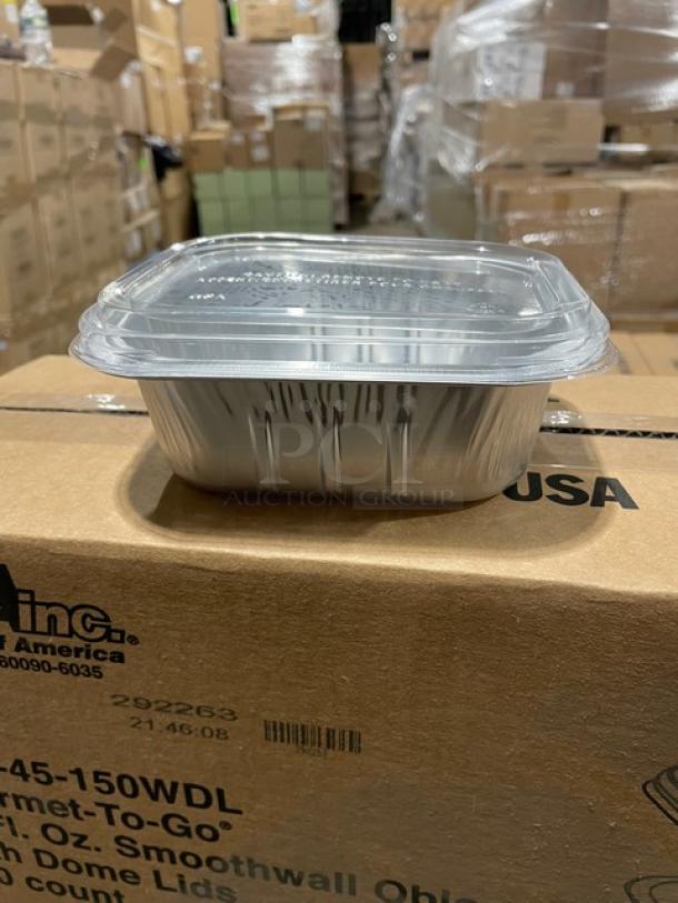 NEW! FULL PALLET! HFA Commercial Aluminum 20 Oz. Smoothwall Gourmet-To-Go Food Containers! With Clear Dome Lids! 150/Case! Model: 4217-45-150WDL! ALL NEW IN THE BOX! 38X Your Bid! - Image 7 of 9
