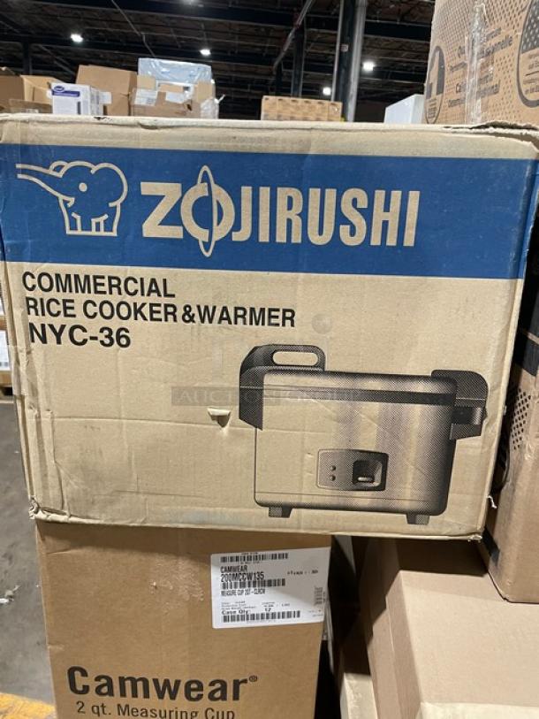 NEW! MIXED PALLET! Zojirushi Commercial Electric Powered Countertop Rice Cooker/Warmer! Model: NYC-36! With American Package Co. Commercial White Heavyweight 27"x27" Table Covers! Model: 27x27HY400! With MenuMaster Commercial Electric Powered Countertop Microwave Oven! Model: MCS10DSE! With Amana Commercial Electric Powered Countertop Microwave Oven! Model: RMS10TSA! With Cambro Camwear Series Commercial Clear 2 Qt. Measuring Cups! Model: 200MCCW135! With Commercial Fun & Games Style Placemats! Model: PG01003! ALL NEW IN THE BOX! 28X Your Bid! - Image 5 of 10