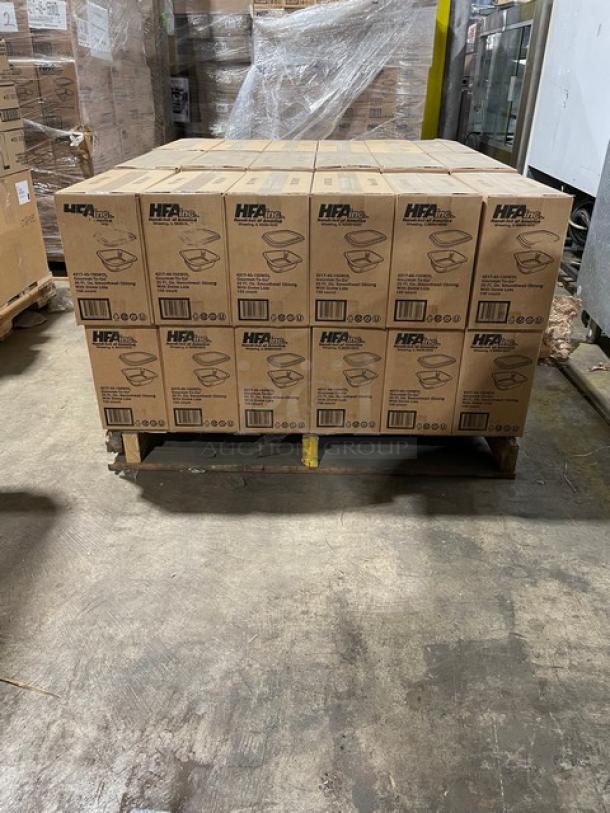 NEW! FULL PALLET! HFA Commercial Aluminum 20 Oz. Smoothwall Gourmet-To-Go Food Containers! With Clear Dome Lids! 150/Case! Model: 4217-45-150WDL! ALL NEW IN THE BOX! 36X Your Bid! - Image 1 of 7